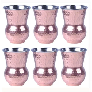 Vaso de almacenamiento de vidrio de agua martillado de cobre y acero 250 ml vajilla de restaurante - Imagen 1 de 4