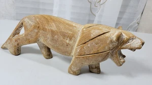 Hand Carved Wood Lion Statue/Figurine Contemporary Primitive Folk Art 9" - Picture 1 of 9