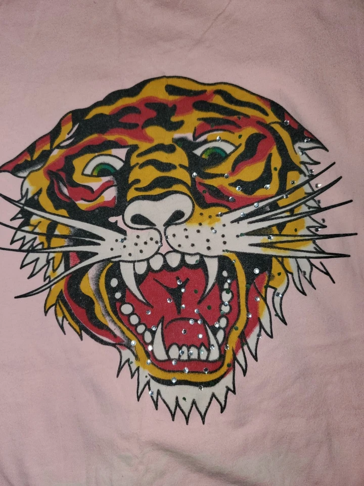 Camiseta Rosa Claro Niñas Talla 10/12 Ed Hardy Tiger L/S. Buen estado Foto 1 de 4
