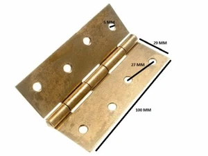 Stoßscharnier Tür Tor EB Messing vergoldet Stahl 100 mm 4 Zoll + Schrauben 1 Paar - Bild 1 von 1