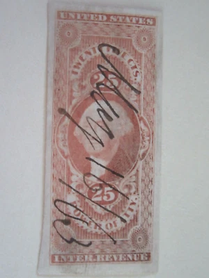 #R-48a 25c Brown Power Of Attorney Revenue Stamp-Used-Pen Cancel-Prior H-1862 - Image 1 of 2