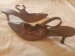 Pre-owned Donald J. Pilner brown slingback shoes SZ 8.5 with original bag - Picture 1 of 7