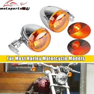 Chrome Bullet Rear Turn Signal Light Prompt Lamp For Harley Softail Sportster XL - Picture 1 of 9