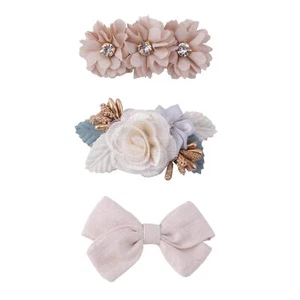 3PCS Floral Bowknots Hair Clips Boutique Lined Alligator Clips Baby & Toddler - Picture 1 of 7