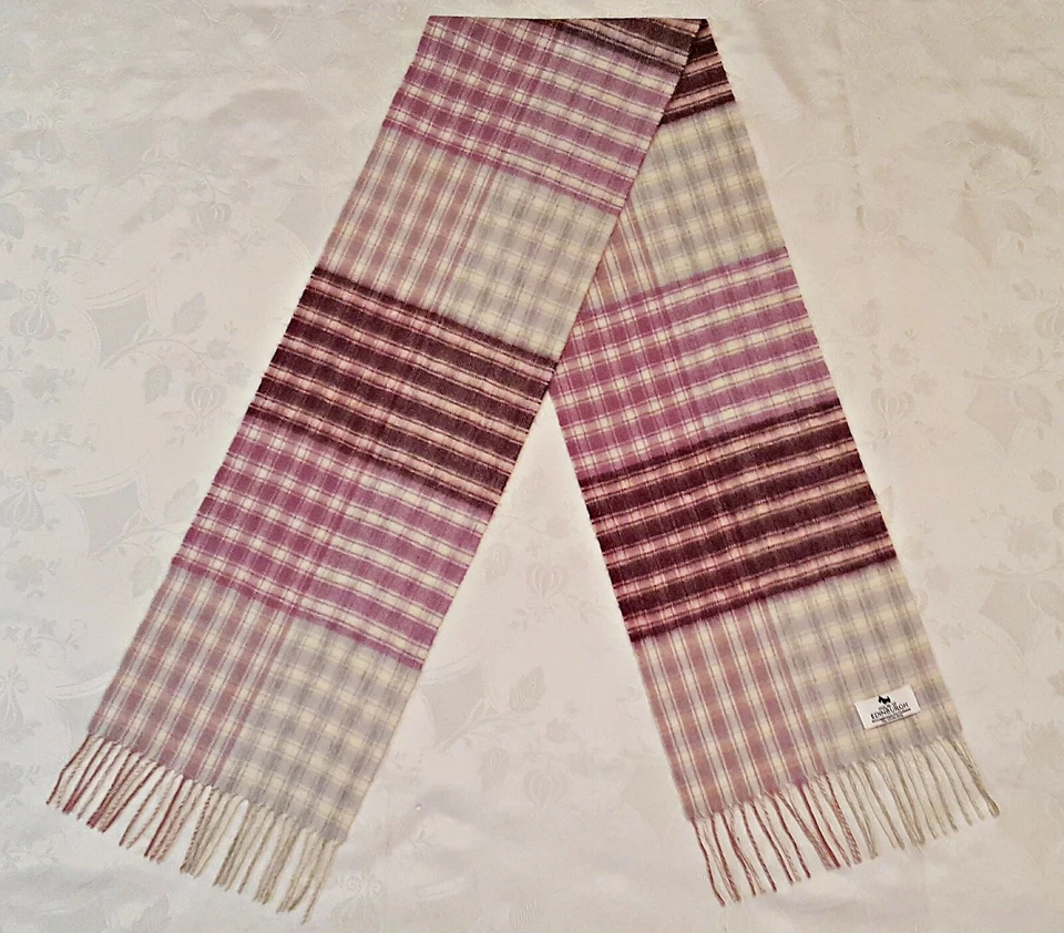 CACHECOL MASCULINO VINTAGE AUTÊNTICO CASA DE EDIMBURGO CASHMERE LÃ DE CORDEIRO LONGO FRANJA - Imagem 1 de 3