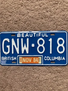 1984 British Columbia License Plate - GNW 818 - Nice Natural! - Picture 1 of 2