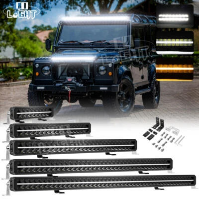 12 22 32 42 52inch Dual Row LED Light Bar White or Amber DRL Position Side Light - Image 1 of 4