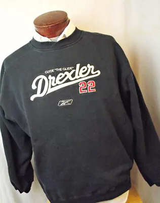 Clyde "The Glide" Drexler Vtg Reebok Crewneck Sweatshirt NBA Trail Blazers Lg - Image 1 of 4