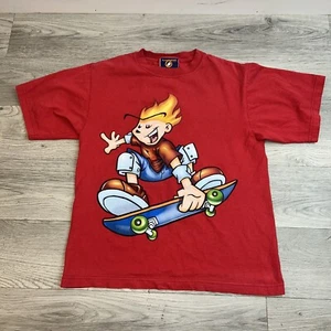 Vintage Flamehead USA T Shirt Skateboard Skater Crew Logo Youth XL 90s Red READ - Picture 1 of 11