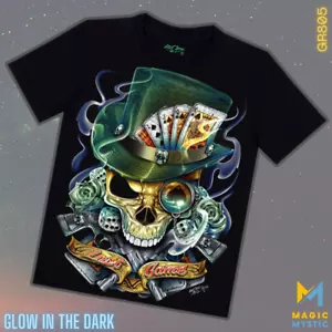 Schwarzes T-Shirt Rock Chang Original Dark Skull Lost Game Glow in the Dark Unisex - Bild 1 von 9