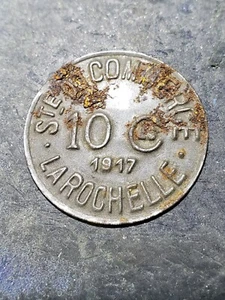 1917 FRANCE LA ROCHELLE 10 Centimes Notgeld Coin - Picture 1 of 2