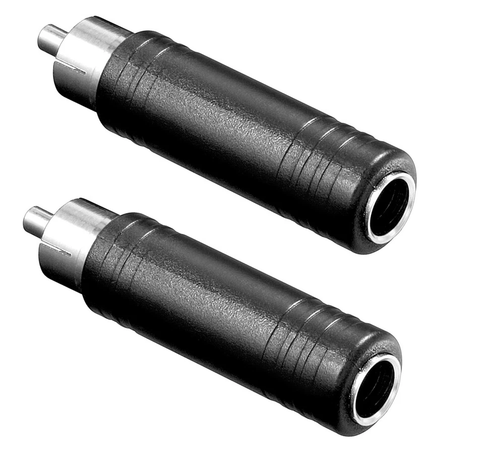 2x Mono Cinch Stecker auf Mono 6,3mm Klinken buchse Audio Adapter #03