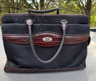 Унисекс Brighton черный коричневый крок кожи Weekender путешествий ноутбука сумка портфель - Изображение 1 из 4