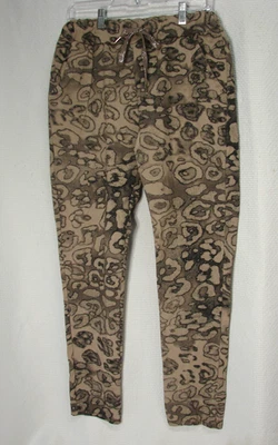 Pantalones Gigi Moda Marrón Estampado Animal Tiro Alto Elastizados Hechos en Italia Mujer M Foto 1 de 4