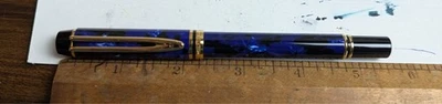Waterman Man 200 trozo de oro 18k nuevo en caja pluma estilográfica vintage azul (bd) Foto 1 de 4