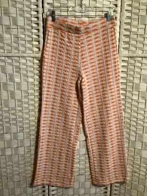 Nuevo ZARA Tejido Estampado Geométrico Pull On Pantalones Blanco Naranja Rosa Retro Talla M Foto 1 de 4