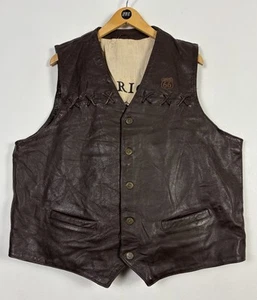 Mens Leather Biker Vest / XL / Route 66 - Picture 1 of 17