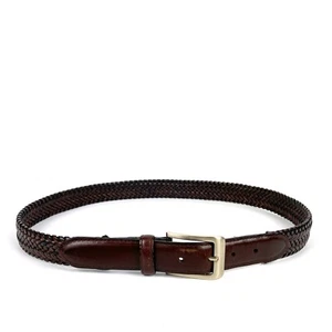 Cinturón de vestir de cuero genuino para hombre sin marca talla 36/90 cm tejido/trenzado cuero marrón - Imagen 1 de 12