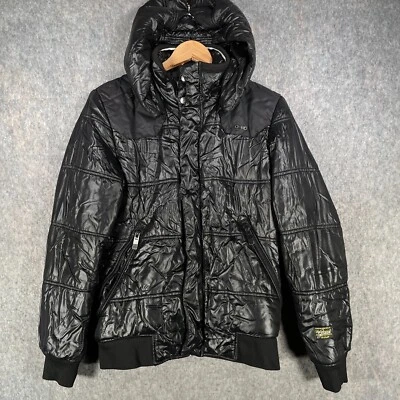 G Star Raw Jacket Womens Large Black Puffer Nordic Whistler Hooded Bomber Coat - Image 1 of 4