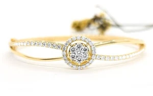 1.45ct Natural Round Diamond 14k BIS Hallmarked Yellow Gold Wedding Bracelet - Picture 1 of 7