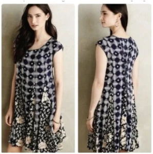 Maeve Anthropologie Womens Indiga Indigo Lined Swing Dress XS - Picture 1 of 9