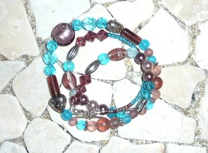 ★ Hágalo usted mismo ★ Pulsera envolvente ★ azul agua y amatista ★ - Imagen 1 de 2