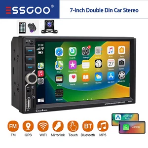 Double DIN 7" Car Stereos Wireless Apple Carplay & Android Auto Camera Bluetooth - Picture 1 of 14