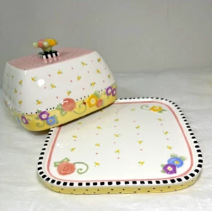 Mary Engelbreit Covered Cheese Plate - Pink Floral - Picture 1 of 6