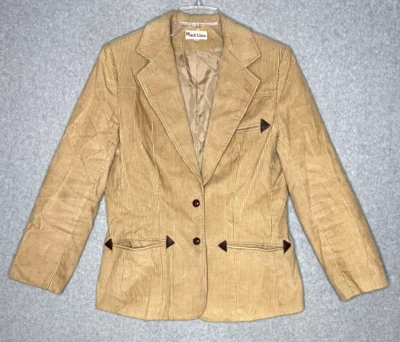 Vintage Mizz Lizz Jacket Womens 13/14 Khaki Tan Wide Wale Corduroy Lined Blazer - Image 1 of 4