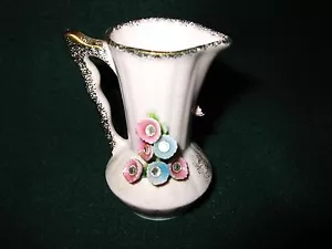 Kleine Lefton Krug Vase rosa mit Blumen - Bild 1 von 4