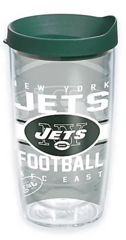 New York Jets 16oz Tervis Tumbler with Lid-Made in USA-Gridiron Wrap-New Cover