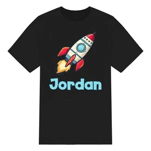 Camiseta Personalizada Linda Dibujos Animados Rocket Ship Niños, Niños y Niñas, Unisex, Personalizada - Imagen 1 de 10