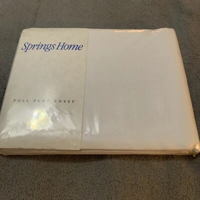 Sábana plana completa Springs Home nueva en paquete hecha en EE. UU. ¿Blanca vintage? Foto 1 de 4