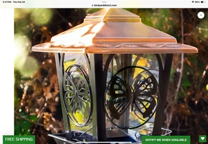 Beautiful copper Top Large Bird Feeder With Gorgeous ButterFly Accents - Picture 1 of 4
