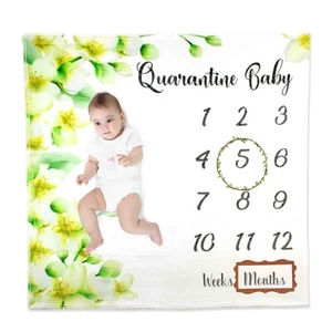 Baby/Infant Quarantine Gift Idea Months Milestone Blanket Boys/ Girl Add Name - Picture 1 of 6