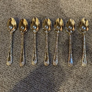 7 William Rogers and Sons Smaller Tea Spoon Gold Color Flatware Replacement - Picture 1 of 4