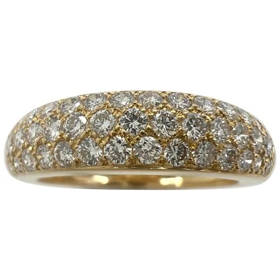Raro Anillo Cúpula Vintage Van Cleef & Arpels Diamante Pavé Banda de Oro Amarillo 18k Foto 1 de 4