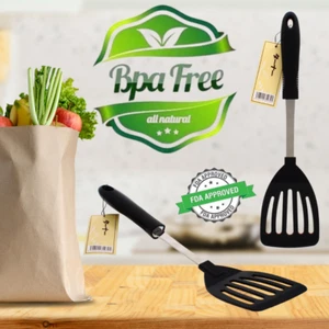 6pack Black Slotted Turner Spatula Nylon Non Stick  Heat Resistant  Cooking Tool - Picture 1 of 9