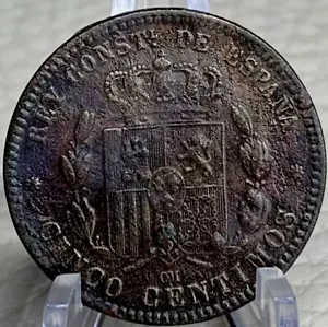 Moneda Española 1879 5 Céntimos Rey Alfonso XII Grande 140 Años - Imagen 1 de 11