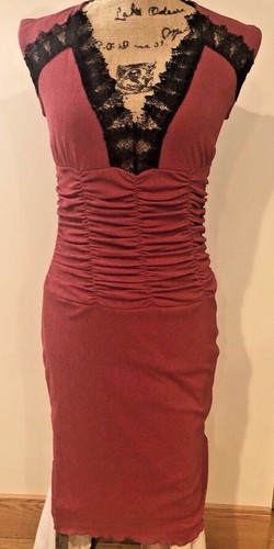 UNDERCOVER Abito bodycon donna moda internazionale borgandy pizzo nero taglia XS