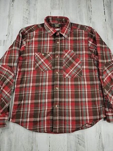 Knackered Heavy Red Brown Flannel Button Up Shirt Men's Size 2XL - Picture 1 of 11