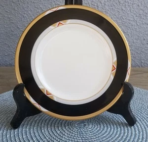 VTG. ERTE ART DECO BLACK MIKASA BONE CHINA BREAD BUTTER PLATE A3301 1988 - Picture 1 of 3