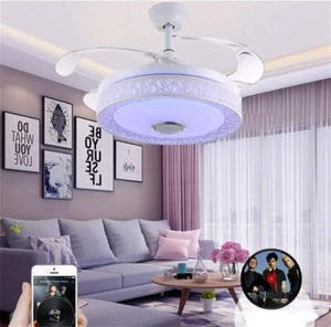 42“ Ceiling Fan w/LED Light Kit and Bluetooth Speaker 7-color Dimming Mute Lamps - Picture 1 of 12
