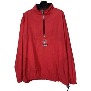 Coca Cola NASCAR Embroidered Windbreaker Pullover Mens XL Red 1/4 Zip Vantage - Picture 1 of 5