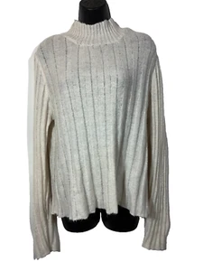 Wild Fable White Cable Knit Ribbed Sweater Turtleneck Pullover Size XXL Nautical - Picture 1 of 12