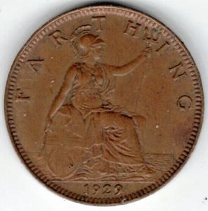 1929 UNITED KINGDOM FARTHING ~ YOU GRADE ~ PLEASE SEE THE SCAN stk 13 - Bild 1 von 4