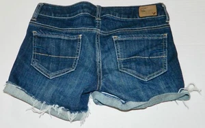 MISSES JUNIOR'S DARK BLUE DENIM COTTON SHORTS AMERICAN EAGLE SZ 0 CUT-OFF - Picture 1 of 6