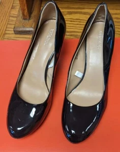 Merona High Heels Womens 9M Stiletto Pumps Formal Black Patent Leather Slip On - Picture 1 of 13