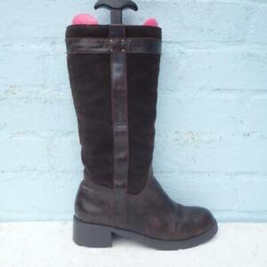 Dolcis Leather Boots 4 UK 37 Eur Womens Pull on Suede Brown Boots Pre-loved