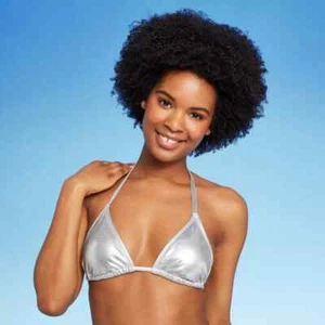 Damen Dreieck Bikini Oberteil Wild Fable™ Silberfolie Größe Small - Bild 1 von 3